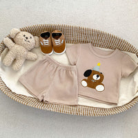 Load image into Gallery viewer, 2 Pieces Set Baby Kid Girls Boys Cartoon Tops And Solid Color Shorts Wholesale 240409148
