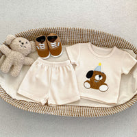 Load image into Gallery viewer, 2 Pieces Set Baby Kid Girls Boys Cartoon Tops And Solid Color Shorts Wholesale 240409148
