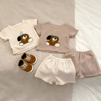 Load image into Gallery viewer, 2 Pieces Set Baby Kid Girls Boys Cartoon Tops And Solid Color Shorts Wholesale 240409148
