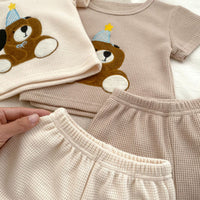 Load image into Gallery viewer, 2 Pieces Set Baby Kid Girls Boys Cartoon Tops And Solid Color Shorts Wholesale 240409148

