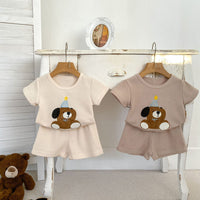 Load image into Gallery viewer, 2 Pieces Set Baby Kid Girls Boys Cartoon Tops And Solid Color Shorts Wholesale 240409148
