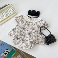 Load image into Gallery viewer, 2 Pieces Set Baby Kid Girls Flower Butterfly Print Tops And Shorts Wholesale 240409149
