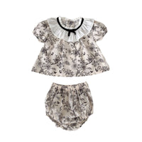 Load image into Gallery viewer, 2 Pieces Set Baby Kid Girls Flower Butterfly Print Tops And Shorts Wholesale 240409149
