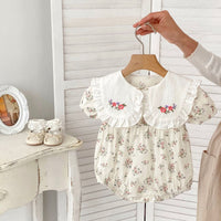Load image into Gallery viewer, Baby Girls Flower Print Rompers Wholesale 240409150
