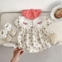 Load image into Gallery viewer, Baby Girls Flower Print Rompers Wholesale 240409150
