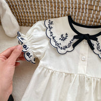 Load image into Gallery viewer, Baby Girls Solid Color Embroidered Rompers Wholesale 240409159
