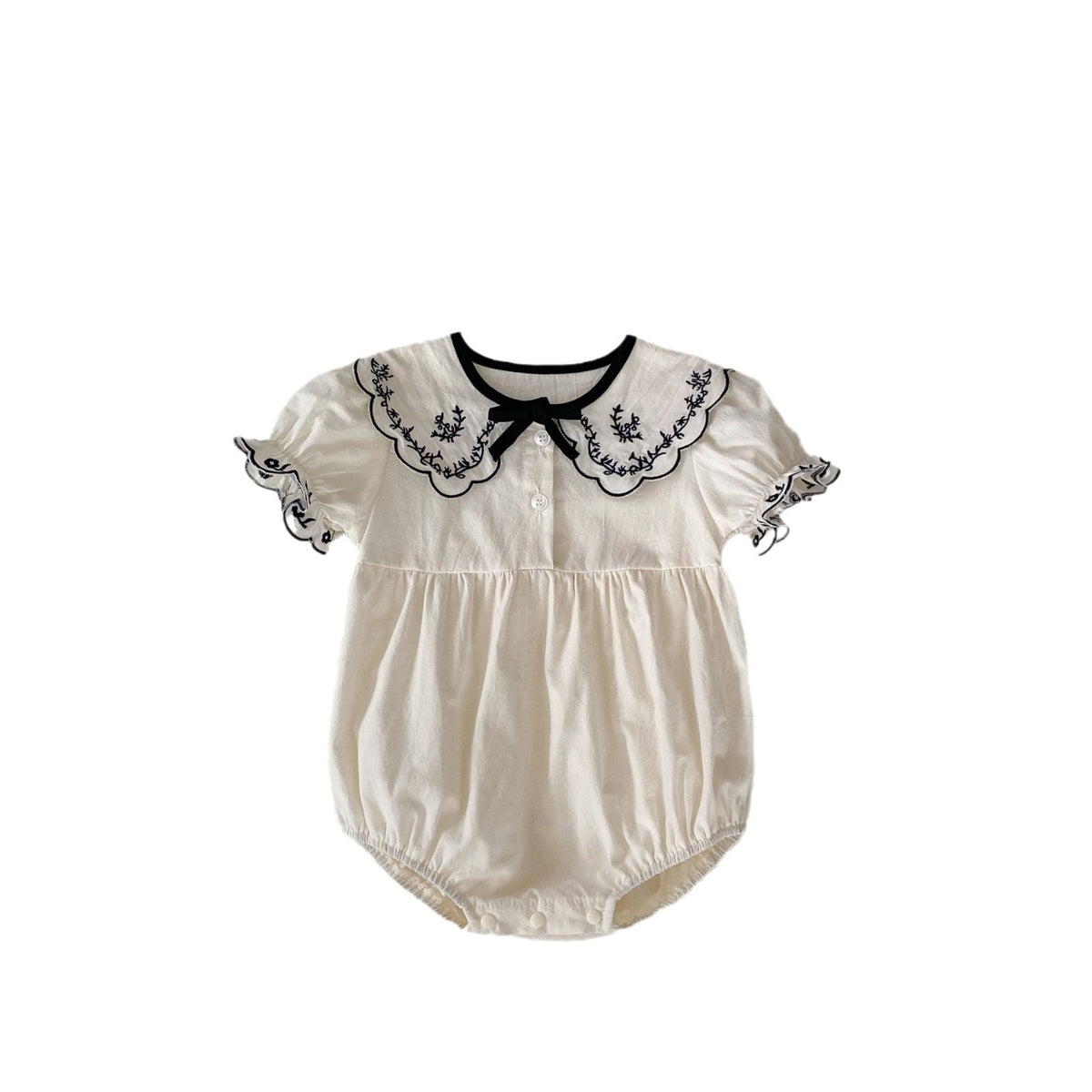 Baby Girls Solid Color Embroidered Rompers Wholesale 240409159