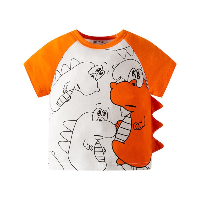 Baby Kid Boys Dinosaur Print Tops Wholesale 24040916