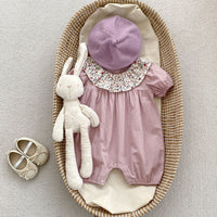 Load image into Gallery viewer, Baby Girls Solid Color Flower Rompers Wholesale 240409160
