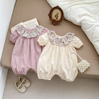 Load image into Gallery viewer, Baby Girls Solid Color Flower Rompers Wholesale 240409160
