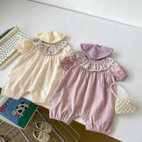 Load image into Gallery viewer, Baby Girls Solid Color Flower Rompers Wholesale 240409160
