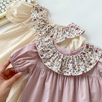 Load image into Gallery viewer, Baby Girls Solid Color Flower Rompers Wholesale 240409160
