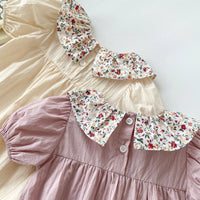 Load image into Gallery viewer, Baby Girls Solid Color Flower Rompers Wholesale 240409160
