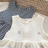 Load image into Gallery viewer, 2 Pieces Set Baby Kid Girls Checked Embroidered Tank Tops And Shorts Wholesale 240409163
