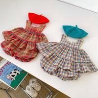 Load image into Gallery viewer, 2 Pieces Set Baby Kid Girls Checked Tops And Shorts Wholesale 240409165
