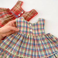 Load image into Gallery viewer, 2 Pieces Set Baby Kid Girls Checked Tops And Shorts Wholesale 240409165
