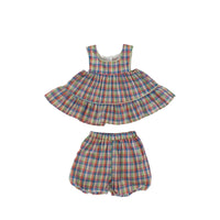 Load image into Gallery viewer, 2 Pieces Set Baby Kid Girls Checked Tops And Shorts Wholesale 240409165
