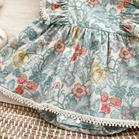 Load image into Gallery viewer, Baby Girls Flower Print Rompers Wholesale 240409168
