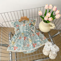 Load image into Gallery viewer, Baby Girls Flower Print Rompers Wholesale 240409168
