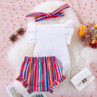 Load image into Gallery viewer, 2 Pieces Set Baby Girls Letters Rompers And Color-blocking Shorts Wholesale 240409176
