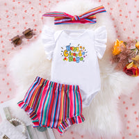 Load image into Gallery viewer, 2 Pieces Set Baby Girls Letters Rompers And Color-blocking Shorts Wholesale 240409176
