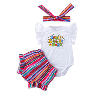 Load image into Gallery viewer, 2 Pieces Set Baby Girls Letters Rompers And Color-blocking Shorts Wholesale 240409176
