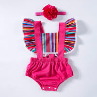 Load image into Gallery viewer, Baby Girls Color-blocking Rompers Wholesale 240409178
