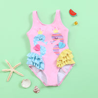 Load image into Gallery viewer, Baby Kid Girls Cartoon Print Beach Swimwears Wholesale 24040918
