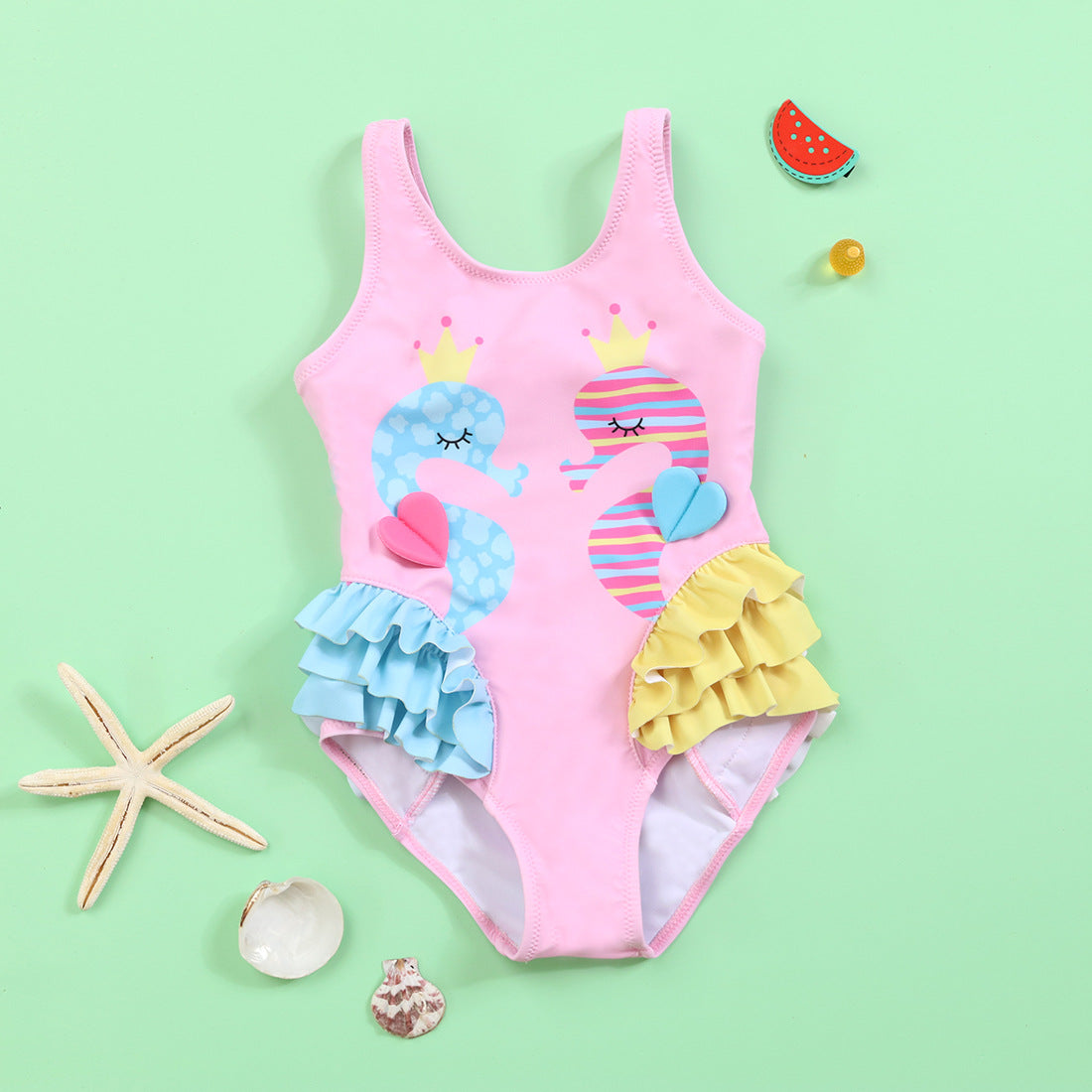 Baby Kid Girls Cartoon Print Beach Swimwears Wholesale 24040918