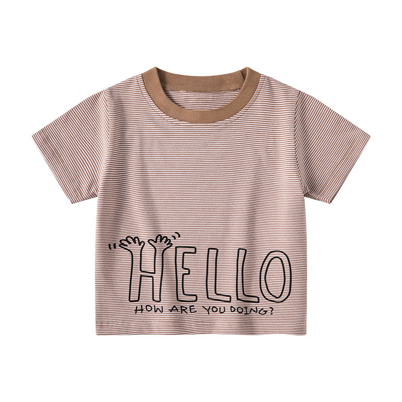 Baby Kid Boys Striped Letters Tops Wholesale 240409186