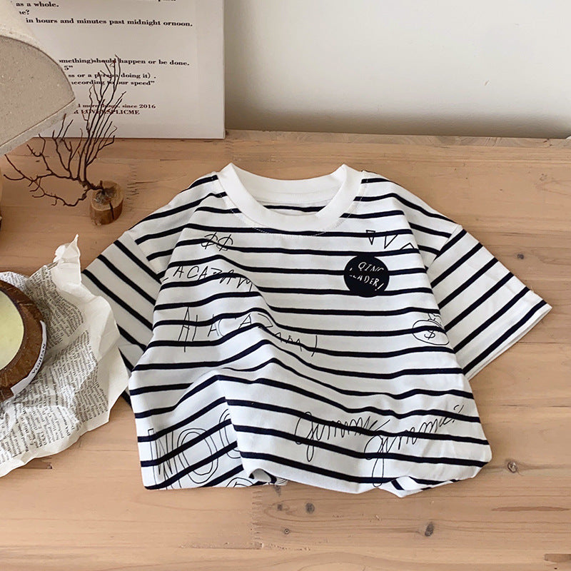 Baby Kid Boys Striped Letters Tops Wholesale 240409198