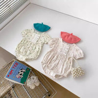 Load image into Gallery viewer, Baby Girls Flower Print Rompers Wholesale 240409215
