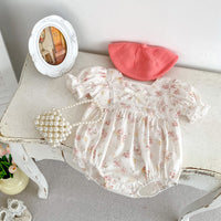 Load image into Gallery viewer, Baby Girls Flower Print Rompers Wholesale 240409223

