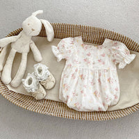 Load image into Gallery viewer, Baby Girls Flower Print Rompers Wholesale 240409223
