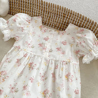 Load image into Gallery viewer, Baby Girls Flower Print Rompers Wholesale 240409223
