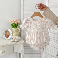 Load image into Gallery viewer, Baby Girls Flower Print Rompers Wholesale 240409223
