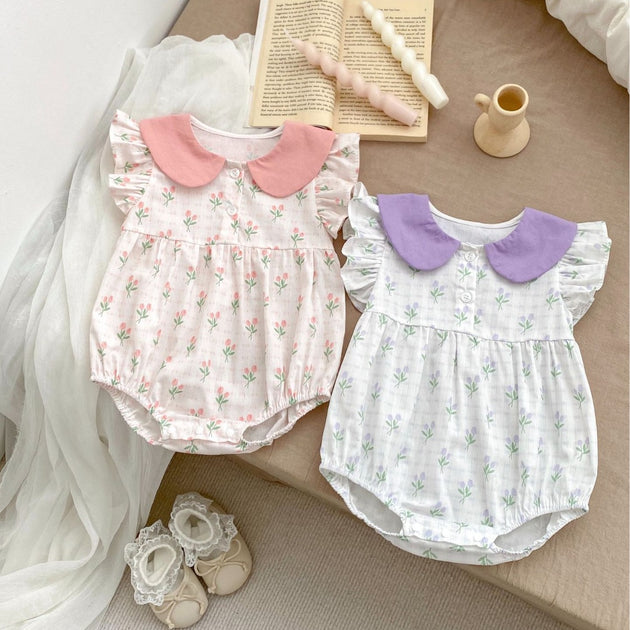 Baby Girls Letters Print Print Rompers Wholesale 240409227 | Rioco Kidswear