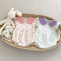 Load image into Gallery viewer, Baby Girls Letters Print Rompers Wholesale 240409227
