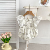 Load image into Gallery viewer, Baby Girls Flower Print Rompers Wholesale 240409229
