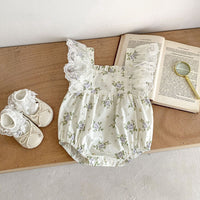 Load image into Gallery viewer, Baby Girls Flower Print Rompers Wholesale 240409229
