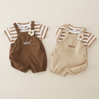 Load image into Gallery viewer, 2 Pieces Set Baby Kid Girls Striped Tops And Letters Rompers Wholesale 240409230
