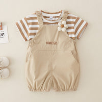 Load image into Gallery viewer, 2 Pieces Set Baby Kid Girls Striped Tops And Letters Rompers Wholesale 240409230
