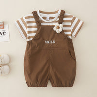 Load image into Gallery viewer, 2 Pieces Set Baby Kid Girls Striped Tops And Letters Rompers Wholesale 240409230
