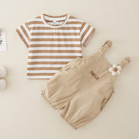 Load image into Gallery viewer, 2 Pieces Set Baby Kid Girls Striped Tops And Letters Rompers Wholesale 240409230
