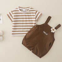 Load image into Gallery viewer, 2 Pieces Set Baby Kid Girls Striped Tops And Letters Rompers Wholesale 240409230
