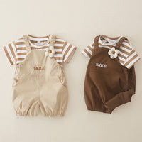 Load image into Gallery viewer, 2 Pieces Set Baby Kid Girls Striped Tops And Letters Rompers Wholesale 240409230
