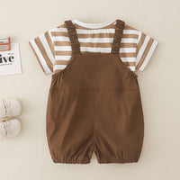 Load image into Gallery viewer, 2 Pieces Set Baby Kid Girls Striped Tops And Letters Rompers Wholesale 240409230
