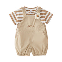 Load image into Gallery viewer, 2 Pieces Set Baby Kid Girls Striped Tops And Letters Rompers Wholesale 240409230
