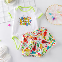 Load image into Gallery viewer, 2 Pieces Set Baby Girls Boys Letters Rompers And Cartoon Shorts Wholesale 240409233
