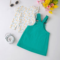 Load image into Gallery viewer, 2 Pieces Set Baby Kid Girls Flower Tops And Solid Color Dresses Wholesale 240409239
